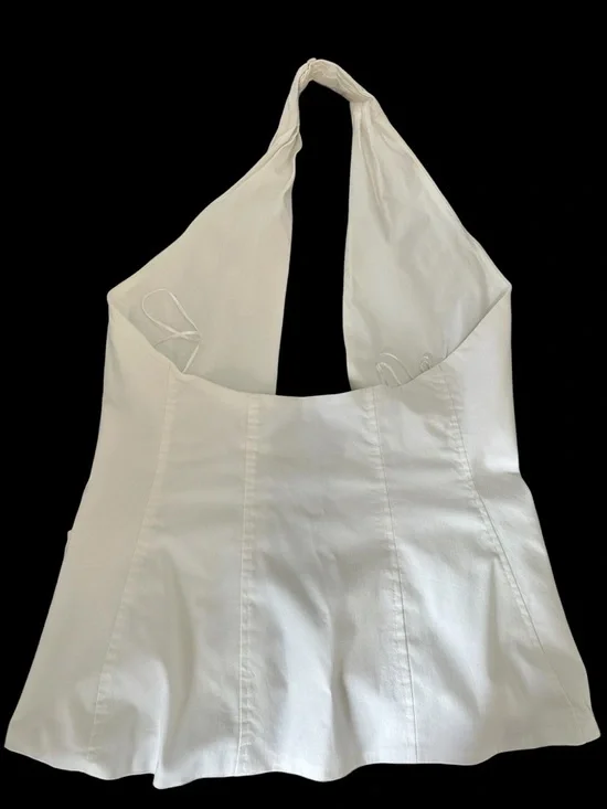 Zara White Sleeveless Long Vest with Patch Pockets - Picture 5 of 8